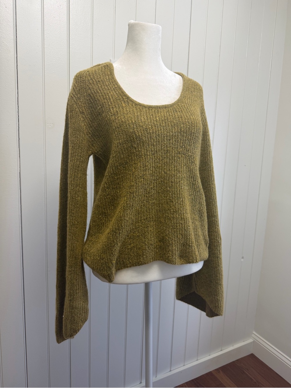 Ten Sixty Sherman Olive Scoop Neck Knit Sweater